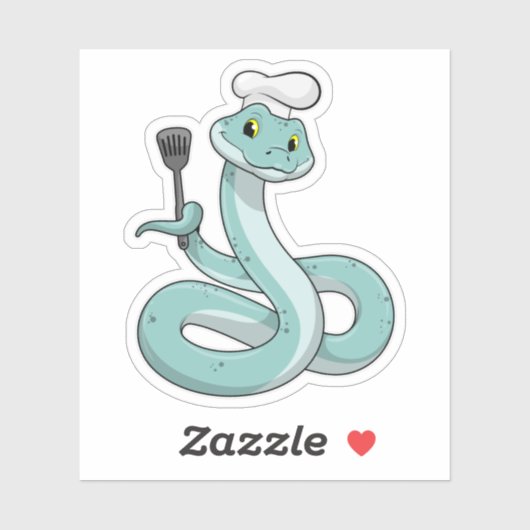 Sticker Snake as Cook avec Chef casquette (Feuille)
