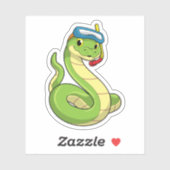 Sticker Snake as Diver wirth Snorkel (Feuille)