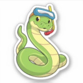 Sticker Snake as Diver wirth Snorkel (Devant)
