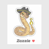 Sticker Snake as Pirate with Hook Hand & Eye patch (Feuille)