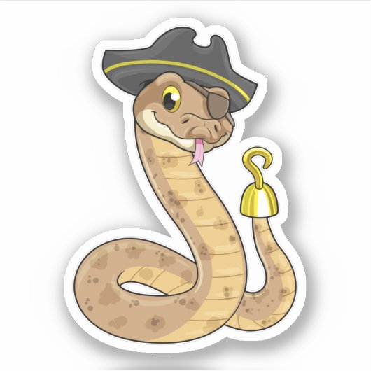 Sticker Snake as Pirate with Hook Hand & Eye patch (Devant)
