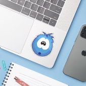 Sticker Sneezie Bleu Surpris (Ordinateur portable avec iPhone)