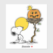Sticker Snoopy & Bois Nid Avec Jack O'Lantern (Feuille)