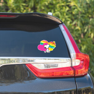 Sticker Snoopy et Woodstock   Coeurs arc-en-ciel