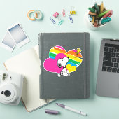Sticker Snoopy et Woodstock | Coeurs arc-en-ciel (Couverture iPad)