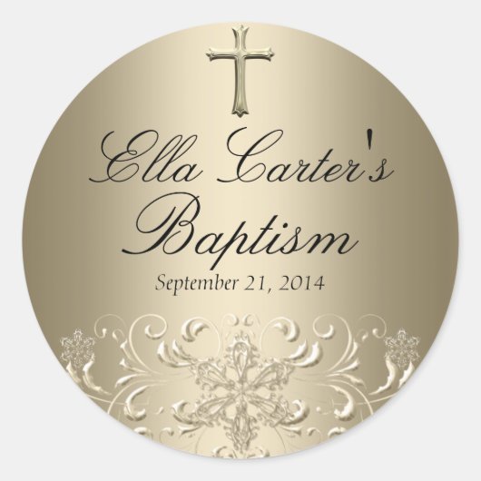 Sticker Snowflake & Cross Gold Baptiser (Devant)