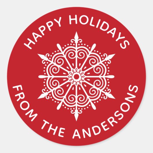 Sticker Snowflake Red White Simple Christmas (Devant)