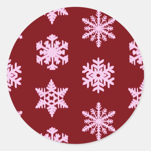 Sticker Snowflakes Ikat - Vin Bourgogne et rose (Devant)