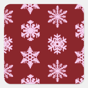 Sticker Snowflakes Ikat - Vin Bourgogne et rose