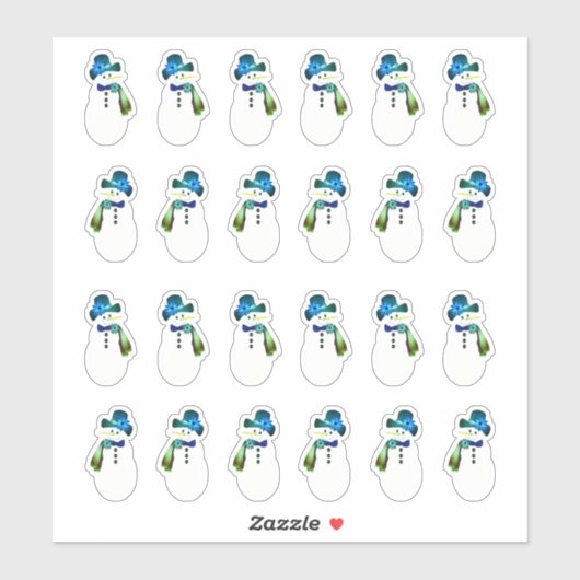 Sticker Snowman 24 Piece (Feuille)