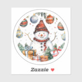 Sticker Snowman Avec Décor De Noël (Feuille)