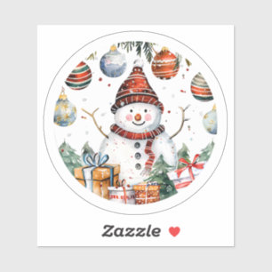 Sticker Snowman Avec Décor De Noël
