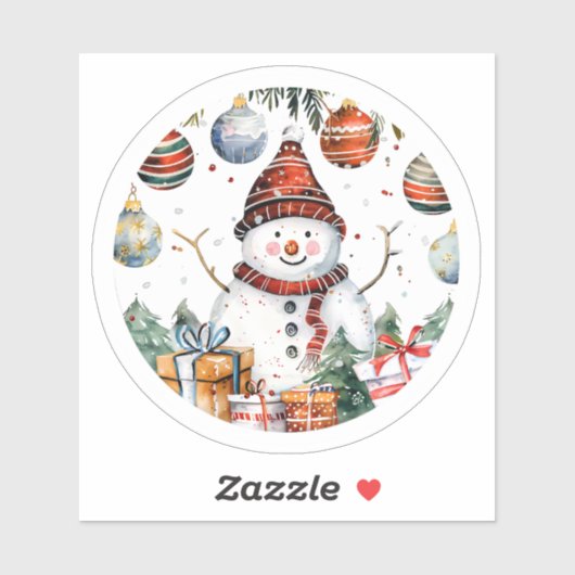 Sticker Snowman Avec Décor De Noël (Feuille)