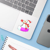 Sticker Snowman comme Snowboardeur avec Sonowboard.PNG (Ordinateur portable avec iPhone)