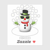 Sticker Snowman cool avec des nuances et un sourire amer (Feuille)