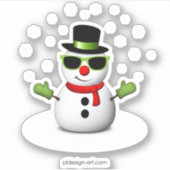 Sticker Snowman cool avec des nuances et un sourire amer (Devant)