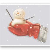 Sticker Snowman dans les mitaines rouges neige hivernale (Devant)