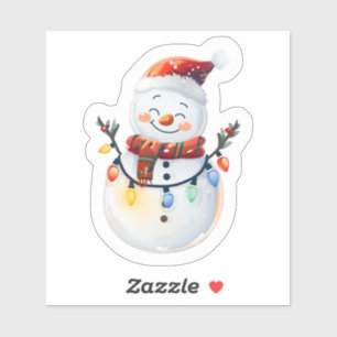 Sticker Snowman De Noël Coloré Avec Lumières