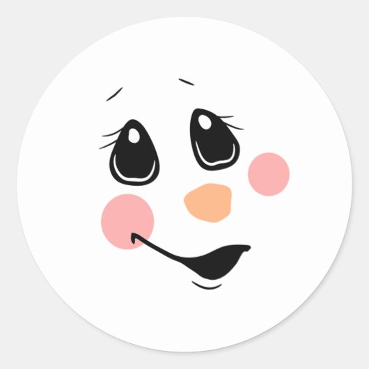 Sticker Snowman Face Classic Round (Devant)