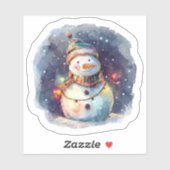 Sticker Snowman Festif Avec Lumières De Noël (Feuille)