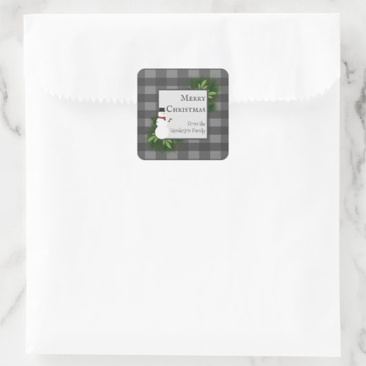 Sticker Snowman Gris Buffalo Plaid (Sac)