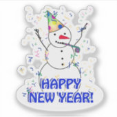 Sticker Snowman Happy New Year   (Devant)
