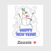 Sticker Snowman Happy New Year   (Feuille)