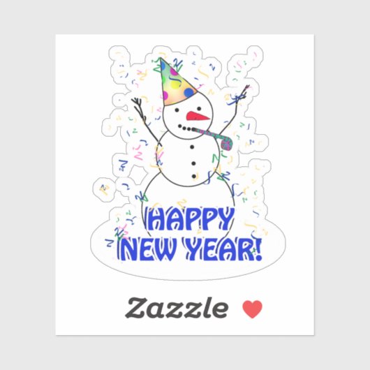 Sticker Snowman Happy New Year   (Feuille)