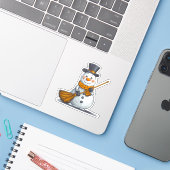 Sticker Snowman noir et or (Ordinateur portable avec iPhone)