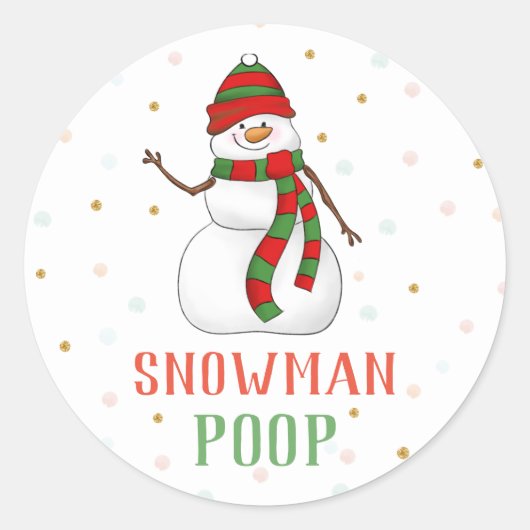 Sticker Snowman Poop Fête de Noël Favoriser les ét (Devant)