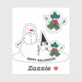 Sticker Snowman Trick ou Treat Halloween (Feuille)