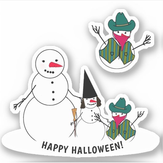 Sticker Snowman Trick ou Treat Halloween (Devant)