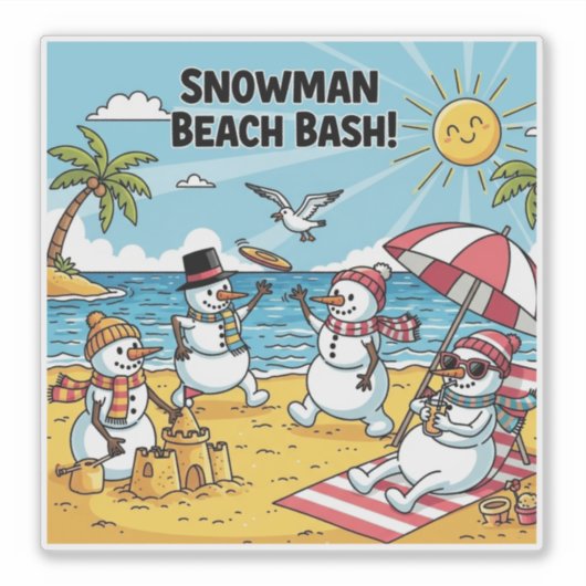 Sticker Snowmen Beach Bash (Devant)