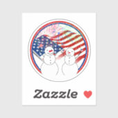 Sticker Snowmen Celebrating Independence (Feuille)