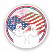 Sticker Snowmen Celebrating Independence (Recto)
