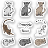 Sticker Snuggle Time Cute Kitten Cartoon Pack Pack (Recto)
