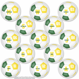 Sticker soccer en or vert 13 personnalisé individuellement