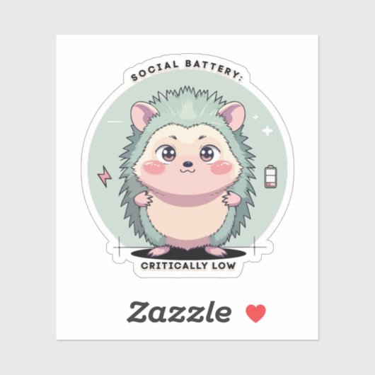 Sticker Social Battery Critically Low – Relatable Mood (Feuille)