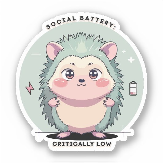 Sticker Social Battery Critically Low – Relatable Mood (Devant)