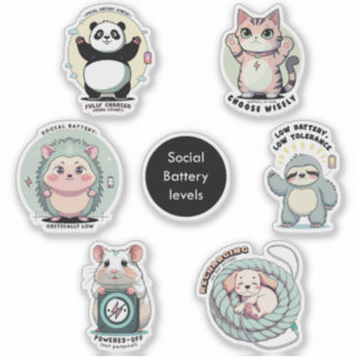 Sticker Social Battery Levels Sheet | Introvert Humor 