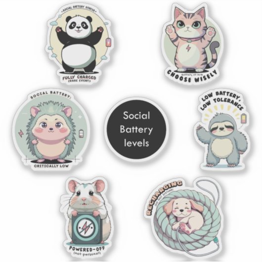 Sticker Social Battery Levels Sheet | Introvert Humor  (Devant)