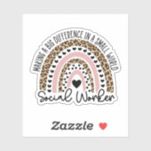 Sticker Social Worker Leopard Rainbow, Social Worker Cadea (Feuille)