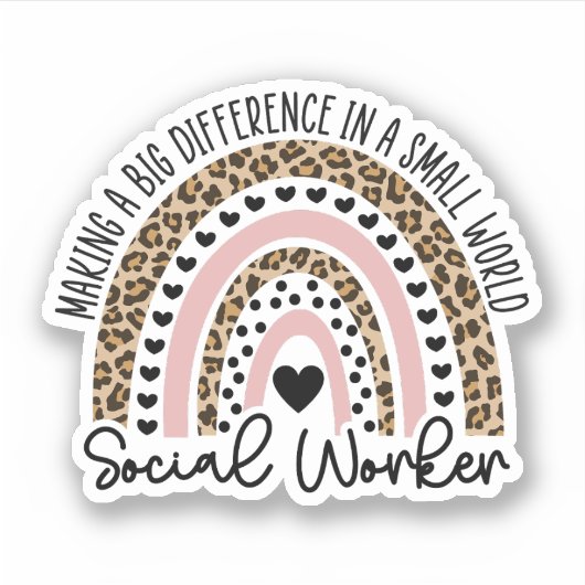 Sticker Social Worker Leopard Rainbow, Social Worker Cadea (Devant)
