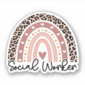 Sticker Social Worker Leopard Rainbow, Social Worker Cadea (Devant)