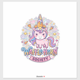 Sticker Société de cornes de gaufres de licorne Prêt à imp