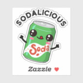 Sticker Soda licious Funny Soda Pop Pun (Feuille)
