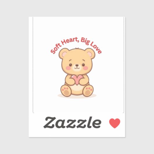Sticker Soft Heart Big Love Cute Teddy Bear Mugs  (Feuille)