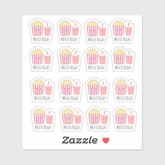 Sticker Soirée cinéma adorable (Feuille)