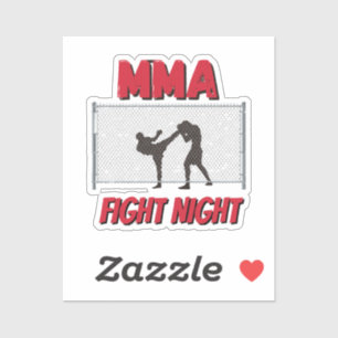 Sticker Soirée de combat de MMA texte et silhouette de deu