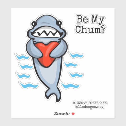 Sticker Sois ma valentine de requin chum (Feuille)